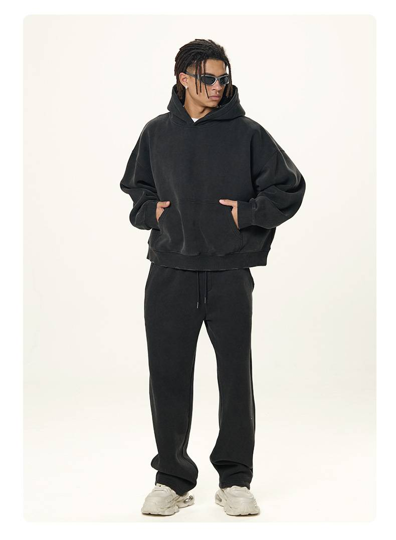 NOKO-Uomo | Felpe da uomo alla moda, squadrate, pesanti, lavate e consumate, in pile, più spesse, lavate e consumate._voghion.com