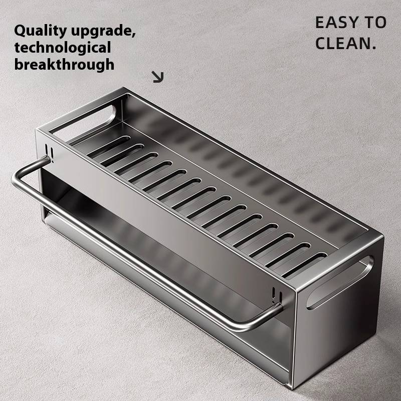 Multifunktionales Abtropfgestell für die Küchenspüle mit Handtuchhalter, platzsparendes Abtropfgestell, robuster Karbonstahl, modernes Design_voghion.com