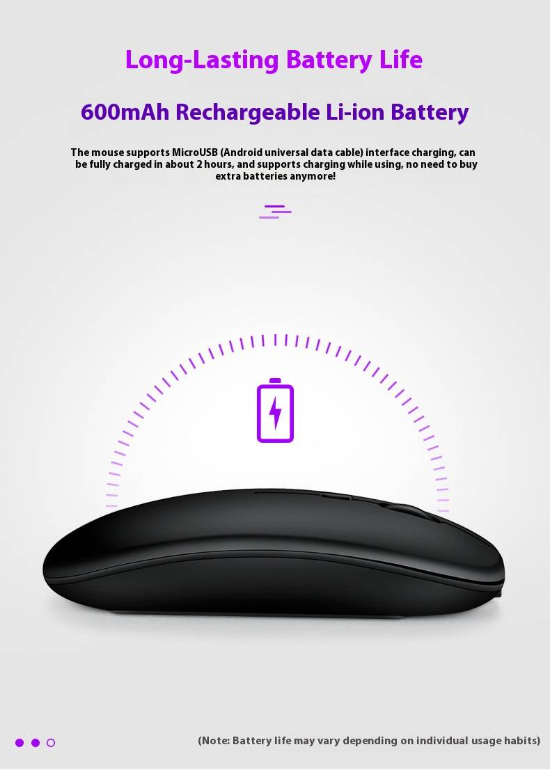 Sessiz Kablosuz Bluetooth ve 2.4G Çift Modlu Şarj Edilebilir Fare – 1600 DPI, 4 Tuşlu Ergonomik Tasarım, Dizüstü Bilgisayarlarla Uyumlu_voghion.com