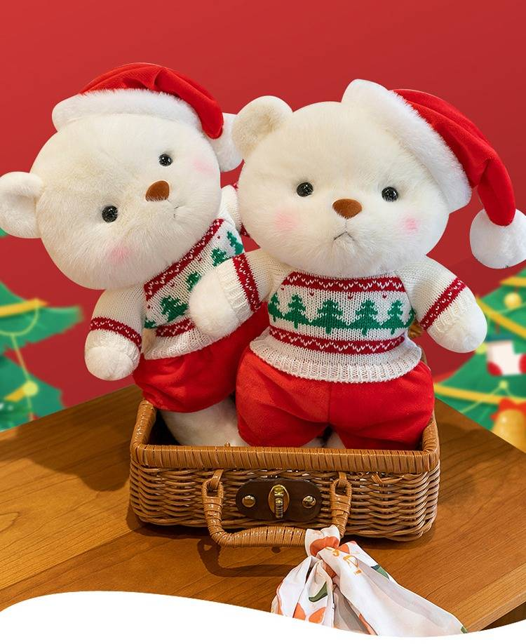 Movable Joint Christmas Teddy Bear Plush Toy - 30cm Soft Stuffed Animal Doll With Sweater/Cape/Scarf Outfits, Perfect Gift For Kids & Couples_voghion.com