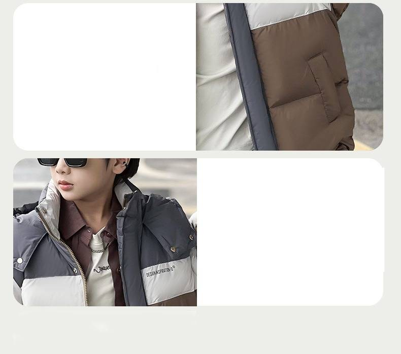 Piumino lungo da bambino, caldo cappotto invernale con cappuccio, 90% piume d'anatra bianche, rivestimento esterno antivento, vestibilità comoda per bambini dagli 8 anni in su (verde/marrone/rosso)_voghion.com