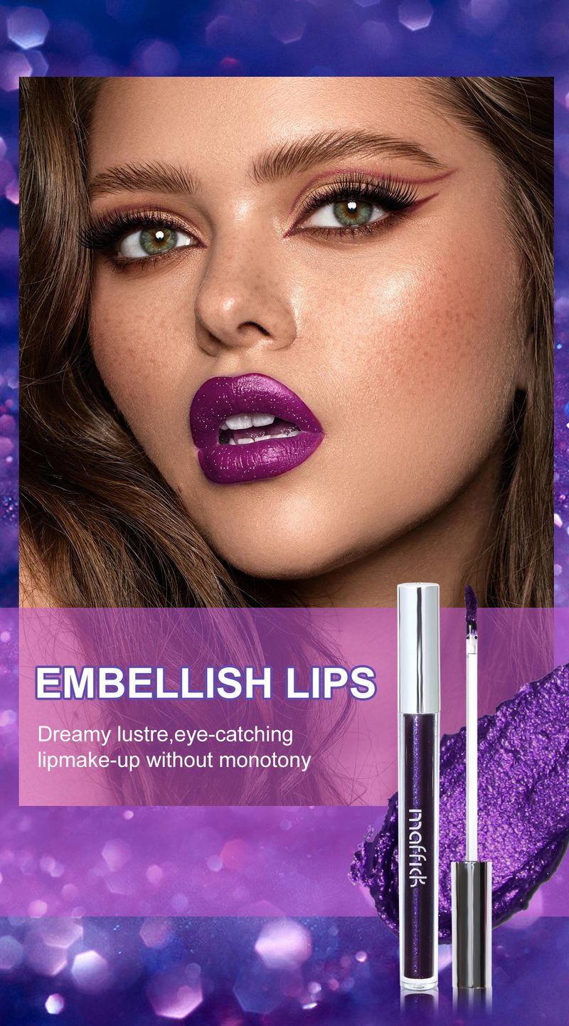 Brillo labial Maffik Metal Lápiz labial líquido Brillo labial de Halloween Maquillaje de taza antiadherente Brillo labial perlado_voghion.com