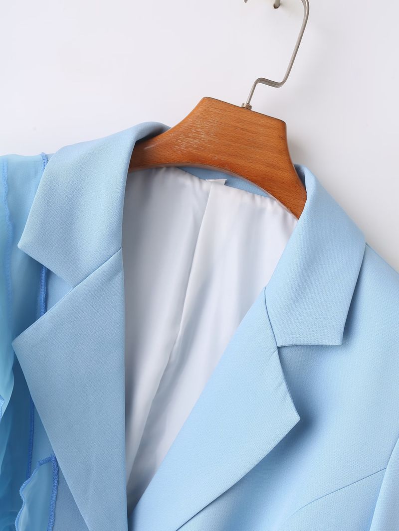 Women's clothing 2024 autumn new collection spliced organza jacket suit_voghion.com