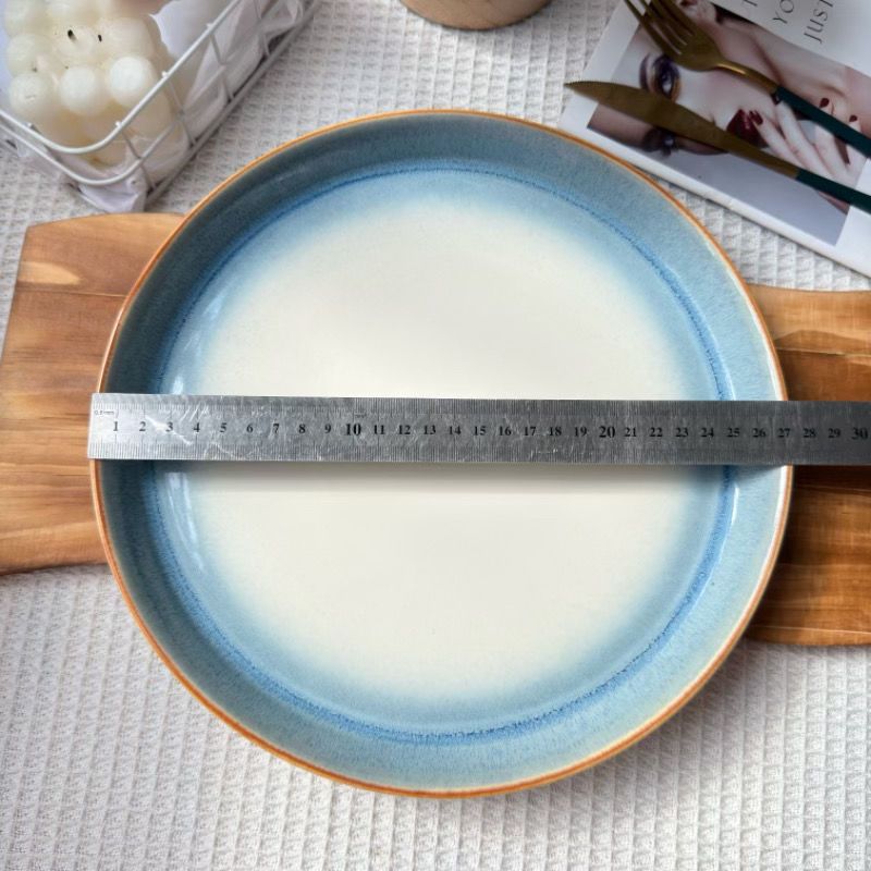 Piatto in ceramica di alta qualità in stile nordico, sotto smalto, per uso domestico e alberghiero, grande piatto commerciale con piccoli difetti._voghion.com