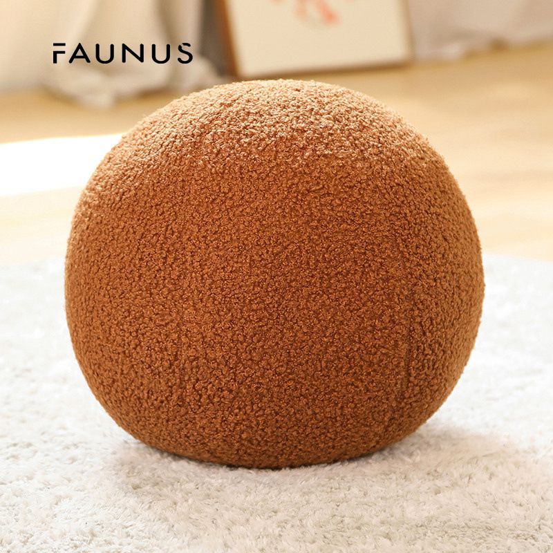 Coussin décoratif en peluche douce motif lune et boule (motif abstrait moderne, idéal pour un canapé-lit, un cadeau, une décoration d'intérieur, en velours)_voghion.com