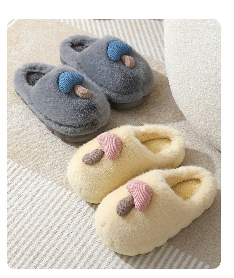 Voyage Chaussures de plage en coton original à semelle épaisse pour l'automne et l'hiver, style champignon, pour femmes et couples, antidérapantes, pour la maison, parents et enfants, en EVA._voghion.com