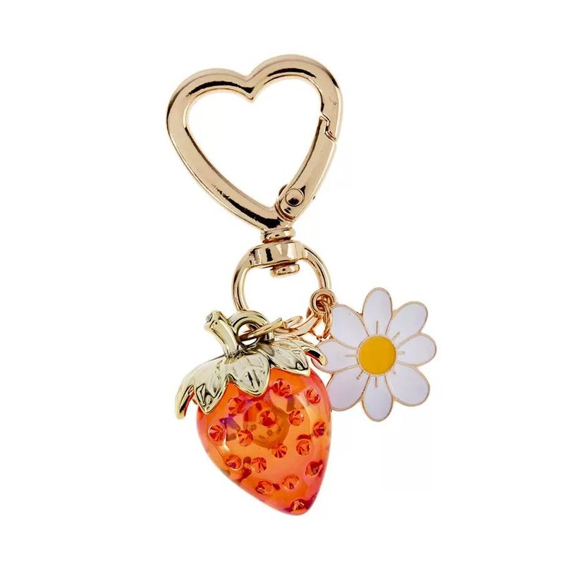 Heart Sweet Translucent Strawberry Flower Keychain Pouch Key Decoration Car Charms_voghion.com