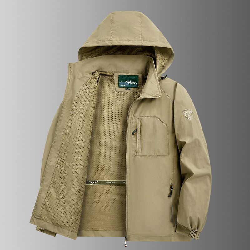 Herren Outdoor-Arbeitsjacke Frühling Herbst Mehrere Taschen Winddicht Wasserdicht Übergröße Lässiger Schnelltrocknender Trenchcoat Herren_voghion.com