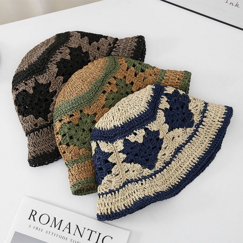 New Arrivals Summer Straw Sun Hats for Women Showing Face Small Bucket Hat Large Brim Sunshade and Sunscreen Seaside Beach Cap_voghion.com