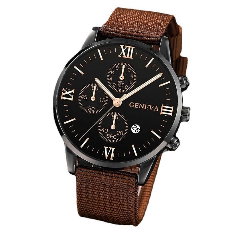 Canvas Bracelet Set Simple High-end Quartz Watch New Calendar Wristwatch Men's Gift_voghion.com