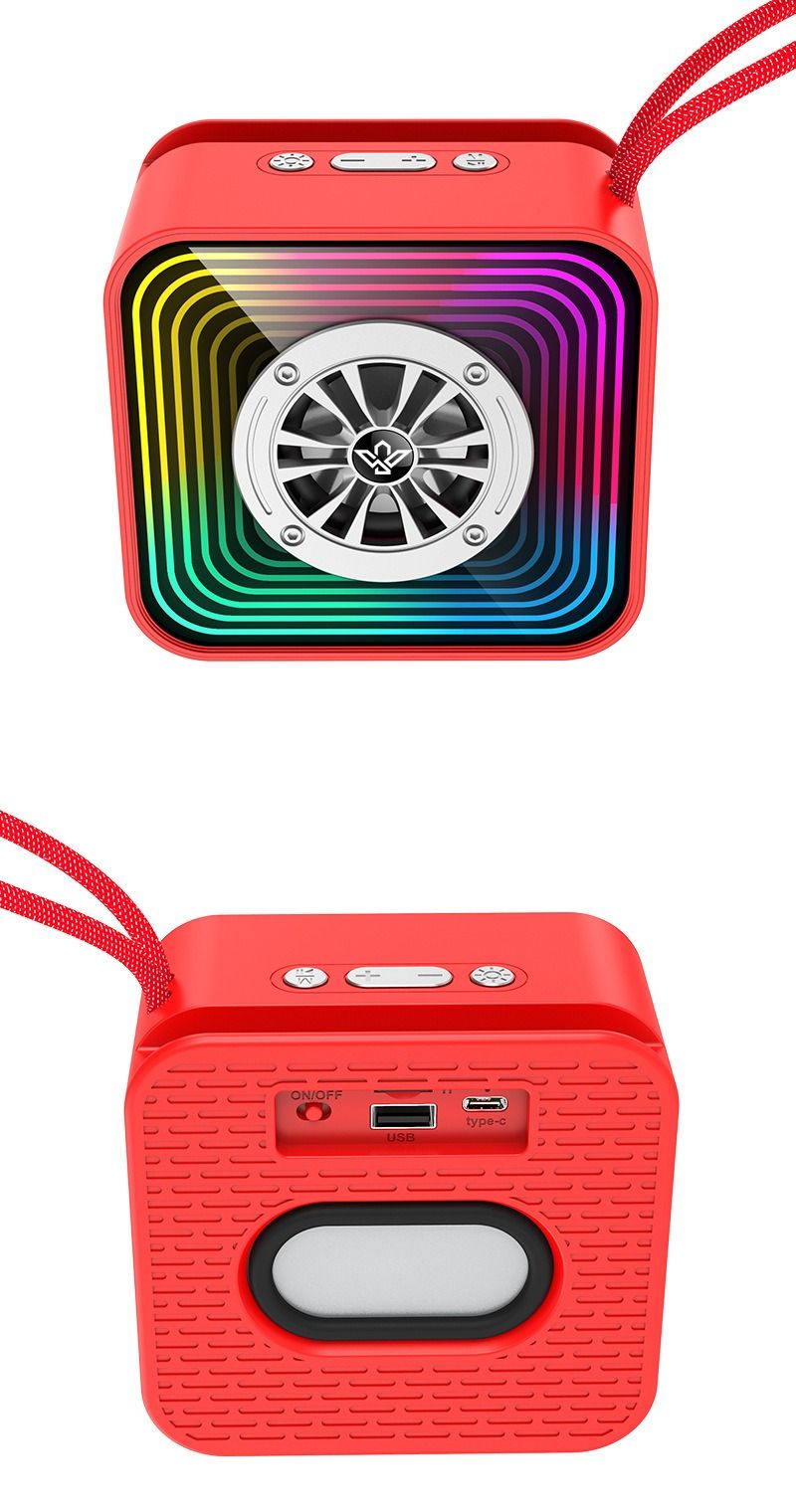 Mini Mirror Bluetooth Speaker Wireless Outdoor Heavy Bass Soundbar RGB Atmosphere Light MP3 Music Player With TF Card USB Slot_voghion.com