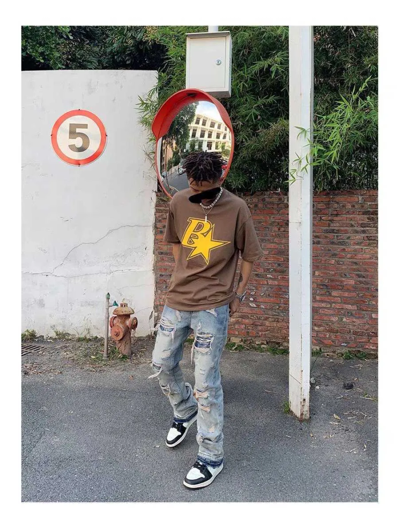 Men's 2022 High Street Hole Ripped Vintage Men Hip Hop Baggy Jeans Trousers Punk Distressed Retro Washed Straight Denim_voghion.com