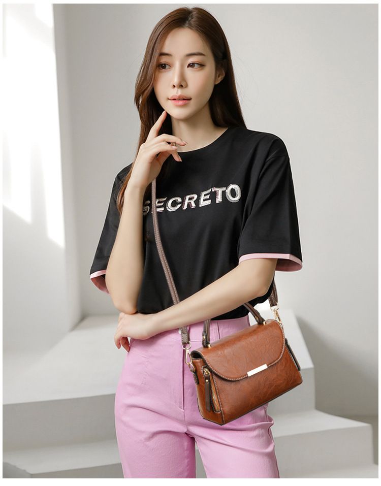 Borsa a tracolla retrò, borsa da donna alla moda, borsa a mano, piccola borsa quadrata con colori contrastanti_voghion.com
