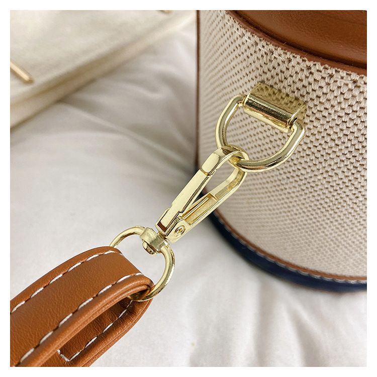 2024 New Retro Bucket Bag for Women's Handheld Fashion Contrast Color Cylinder Bag with High Appearance and Exquisite One Shoulder Crossbody Bag_voghion.com