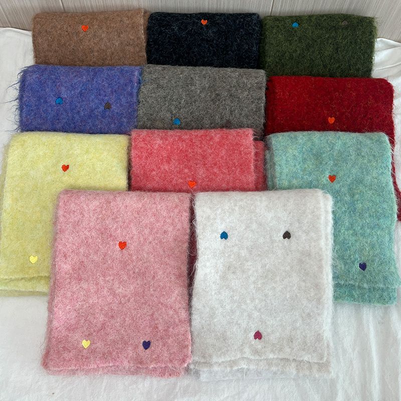 Sciarpa corta lavorata a maglia a forma di cuore, tinta unita, per donna, scaldacollo invernale in morbido peluche, per studenti._voghion.com