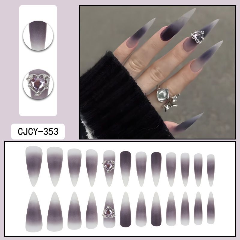 Unghie finte lunghe e pieghevoli - Eleganti unghie finte estive con colla e cuscinetti in gel, stile dolce, oltre 50 colori, unghie finte riutilizzabili per le donne_voghion.com