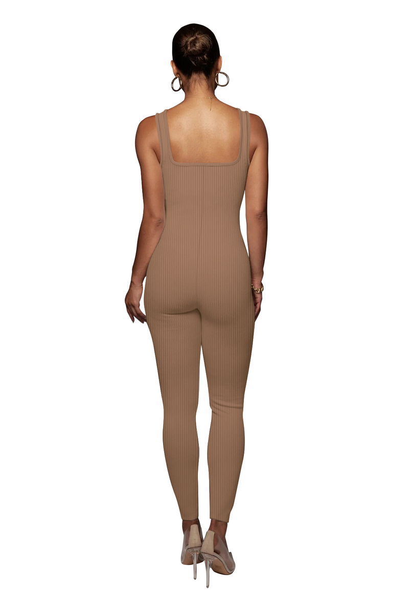 Damen Effenfaarweg Äermellose Vest Romper Fuedem Quadrateschen Ausschnëtt Récklos Hüftlift Slim-Fit Romper_voghion.com