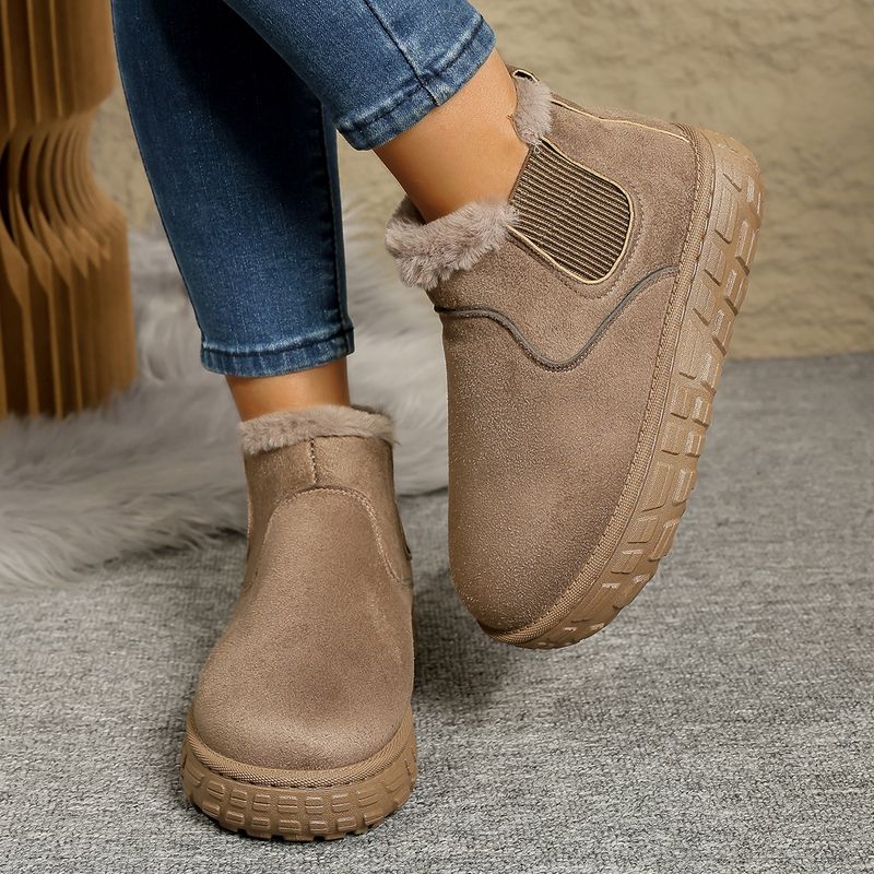 Women's Shoes New Autumn And Winter Snow Boots Women Warm Solid Color Large Size Elastic Band Thick Bottom Short Barrel Cotton Shoes_voghion.com