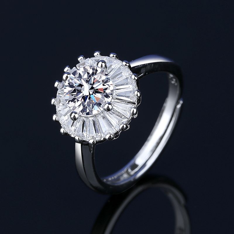 Trasmissione in diretta di pietra Mosang intarsiata con catena di clavicole di diamanti, collana di girasoli, pendente, anello, orecchino, donna_voghion.com
