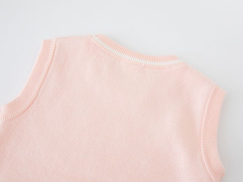 Geblümte Strickweste für Mädchen – 100 % Baumwolle, ärmellose Strickjacke (80 cm – 140 cm, A-Klasse-Sicherheit, weiches Schichtstück für Frühling und Herbst)_voghion.com