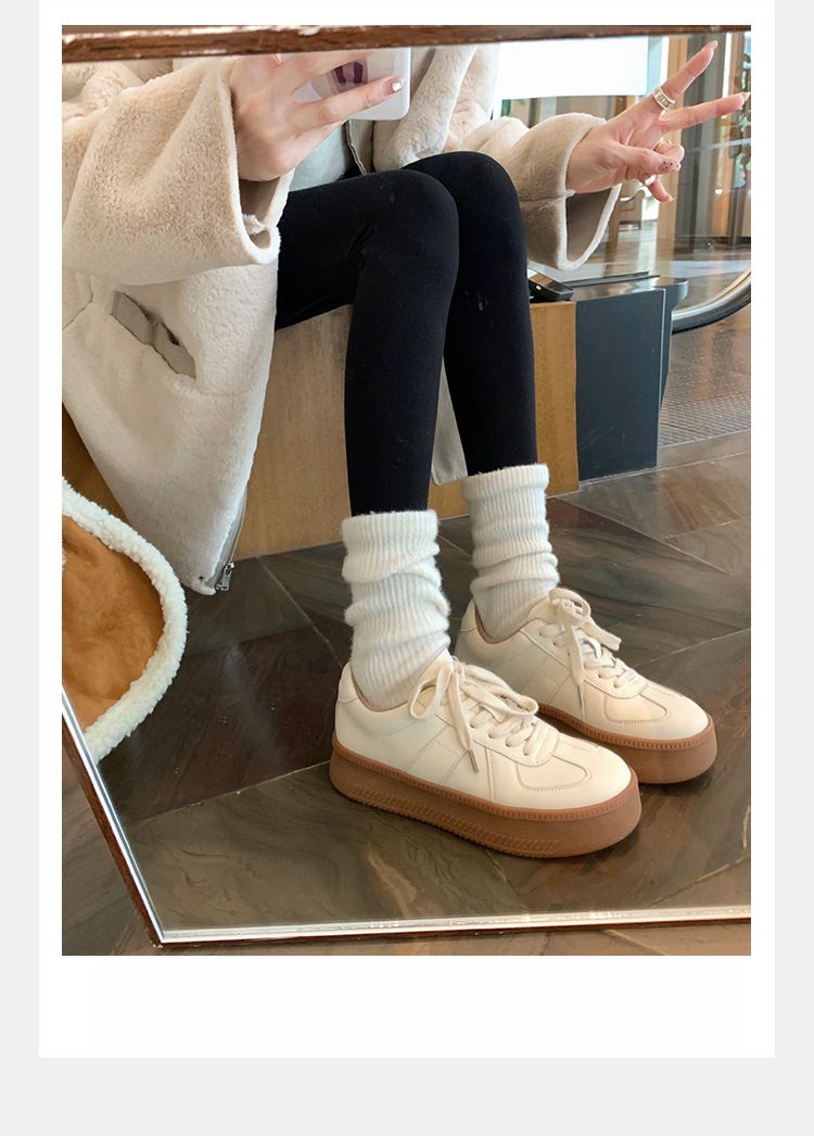 Cowhide Round Toe Thick Sole Multifunctional Lace-up Casual Shoes_voghion.com