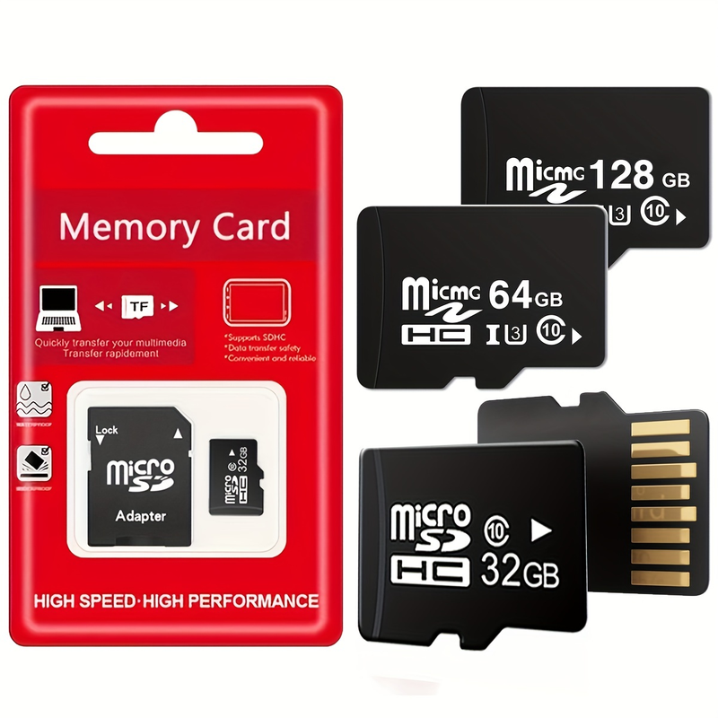 Echter Speicher 32 GB/64 GB/128 GB TF-Flash-Speicherkarte Klasse 10 Micro SD MicroSD HC-Kartenadapter SD-Speicherkarte Klasse 10 mit Adapter_voghion.com