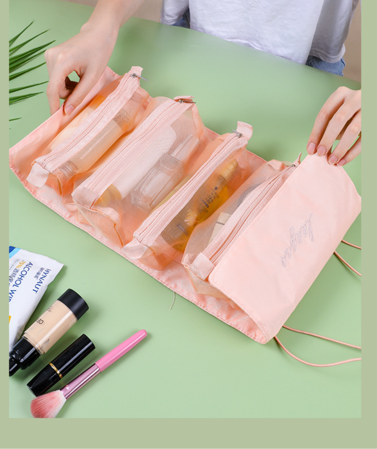 Can be divided into four-in-one makeup bag multi-function simple travel lady folding travel cosmetics to receive wash bag_voghion.com