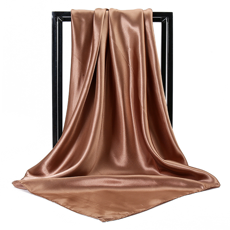 Fashion temperament new satin women's pure color scarf imitation silk monochrome professional flight attendant square scarf_voghion.com