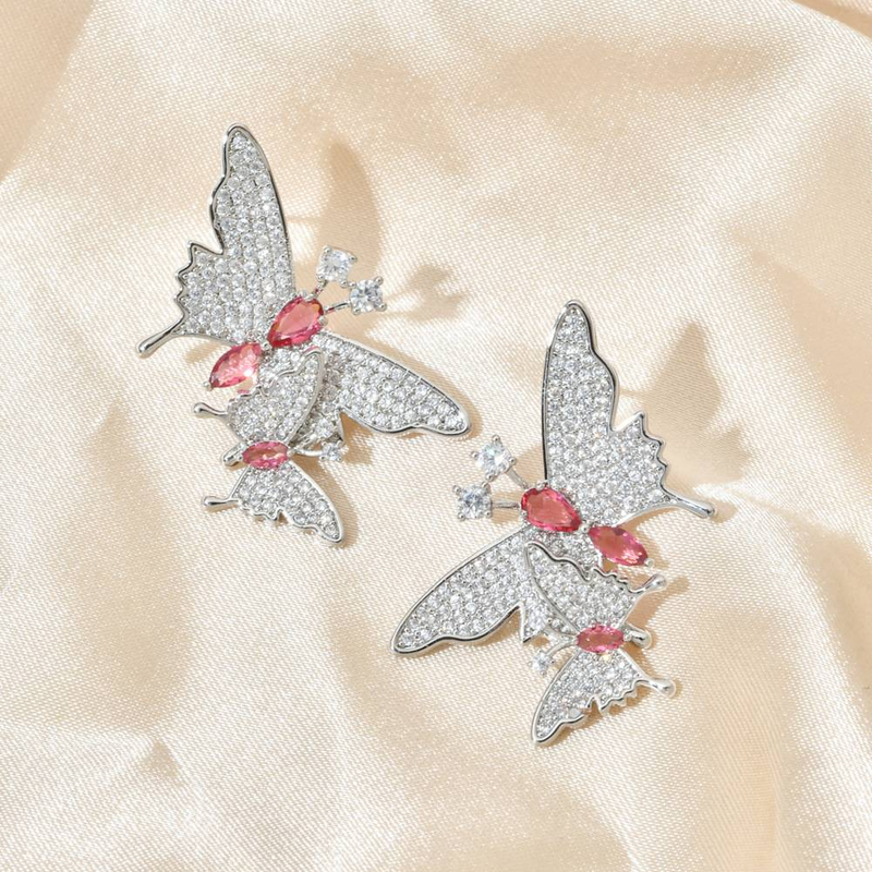 Nuovi orecchini classici da donna primaverili Orecchini per bambini con zirconi intarsiati a farfalla di dimensioni carine Orecchini per matrimoni eleganti e minimalisti per feste_voghion.com