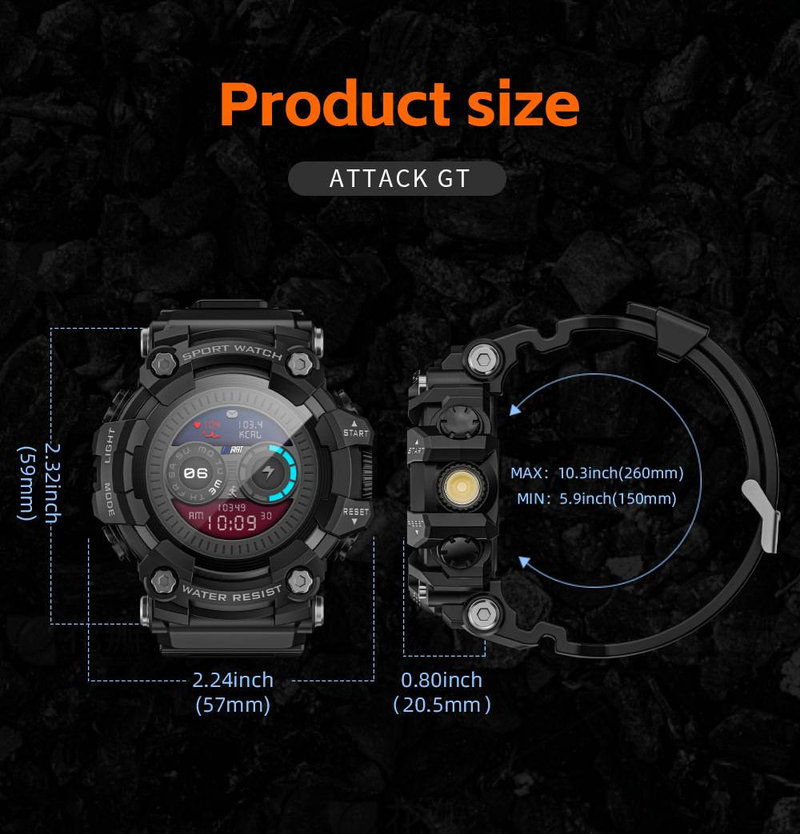 Smartwatch per sport all'aria aperta con chiamate Bluetooth, bussola e torcia_voghion.com