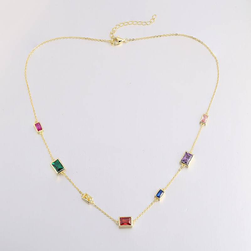 Forest Necklace, Colorful Diamond Splicing Pendant, Temperament Rainbow Necklace, Clavicle Sweater Necklace Accessories, Sweet And Cool Necklace_voghion.com