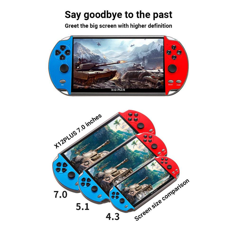 X12Plus draagbare gameconsole met dubbele joystick - 7 inch HD-scherm, draagbaar retro arcadespelapparaat in PSP-stijl met 16 GB opslagruimte_voghion.com
