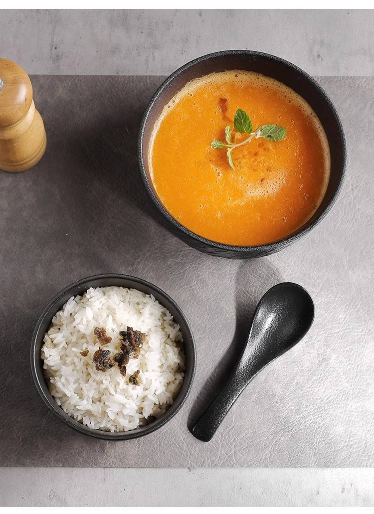 Set di ciotole in ceramica effetto pietra - Piatto multiuso per riso/zuppa/noodles (ciotola per colazione e dessert in gres da 6,5 pollici, adatta al microonde e alla lavastoviglie)_voghion.com