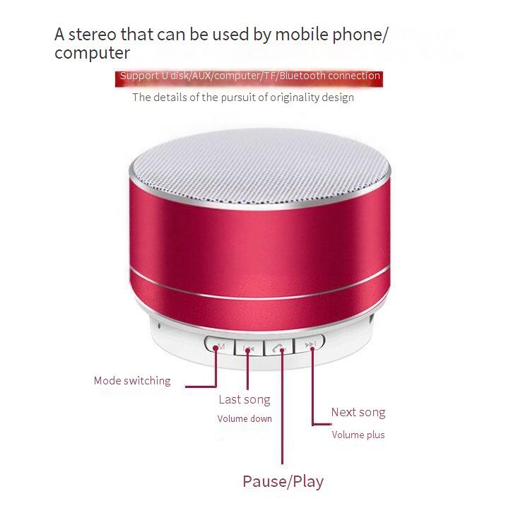 Tragbare Lautsprecher Metall A10 Bluetooth-Lautsprecher Bass Kleine Stahlkanone Mini Bluetooth-Lautsprecher Geschenk-Support-Logo_voghion.com