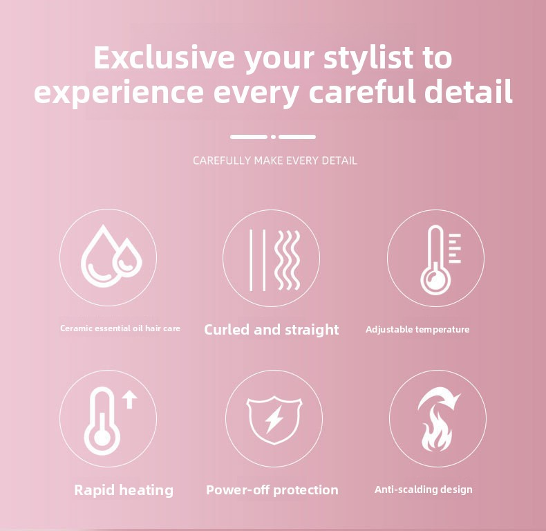 Mini Hair Straightener & Curling Iron - Dual Voltage For Wet/Dry Hair Anti-Scald Design With Ceramic Plates (Perfect For Air Bangs & Travel)_voghion.com