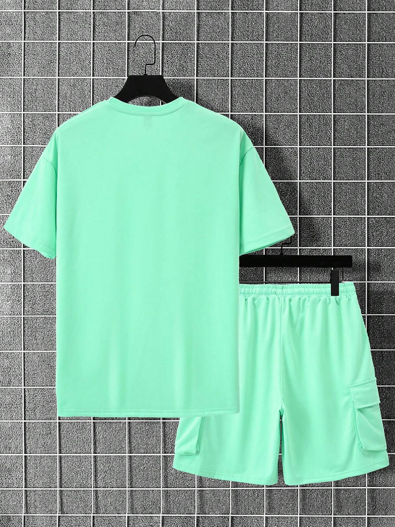Completo estivo da uomo a maniche corte e pantaloncini da 5 pollici - Miscela di cotone modal leggero per la palestra_voghion.com