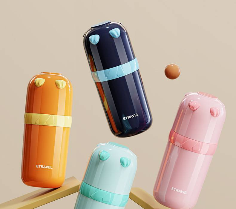 Portable Kids Travel Toothbrush Cup Set With Storage Case - Cute Pig Design, Tritan Material, Lightweight & Durable For Boys & Girls_voghion.com