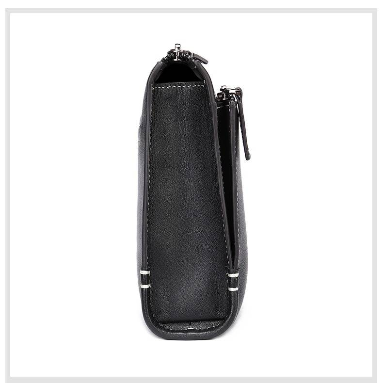 Men's Clutch Bag Wrist Bag Top Layer Cowhide Men's Large Capacity Handmade Wallet Mobile Phone Bag Casual Business Genuine Leather Zipper Handbag_voghion.com