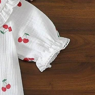 Baby Girl's Printed Collar Top + Shorts + Hat Set – Soft Polyester 3-Piece Outfit (6M-3Y)_voghion.com