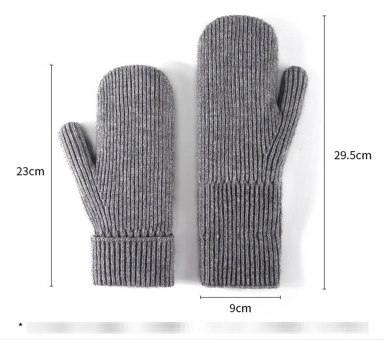 Women's Plush And Thickened Knitted Gloves Double Layer Warm Ski Gloves Outdoor Cycling Mittens_voghion.com
