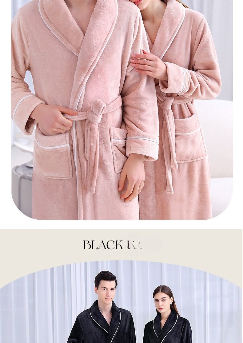Unterwäsche & Nachtwäsche Herbst und Winter Extra langer und dicker Flanellmantel für Männer und Frauen, extra großer Bademantel aus Korallenvlies_voghion.com