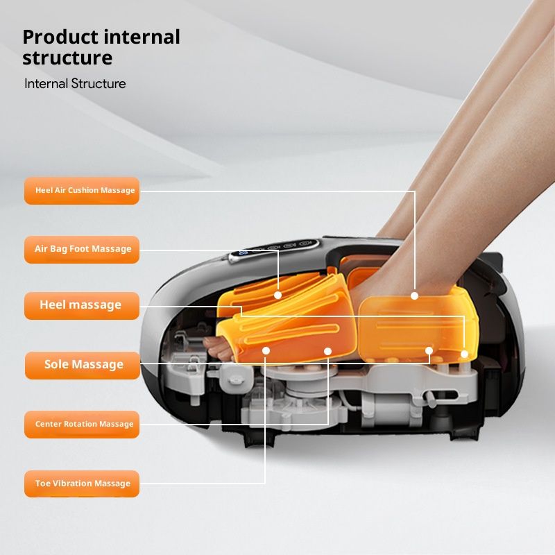 Massaggiatore plantare a copertura totale con termoterapia, compressione dell'aria e telecomando - Nero (RL-521) per rilassamento e sollievo dal dolore_voghion.com