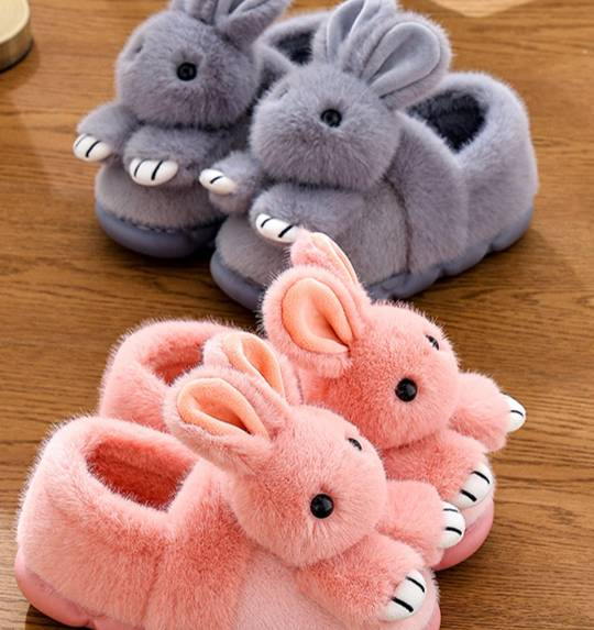 Pantufas aconchegantes para casais – Pantufas de inverno forradas com pelúcia e sola de PVC antiderrapante (Rosa/Rosa Claro/Cinza, Tamanhos 24-41)_voghion.com