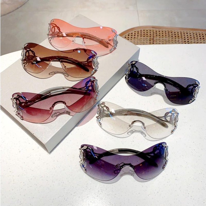 Y2K Randlose Sonnenbrille Frauen Marke Designer Punk One Piece Sonnenbrille Männer Goggle Shades UV400 Schlange Mode_voghion.com
