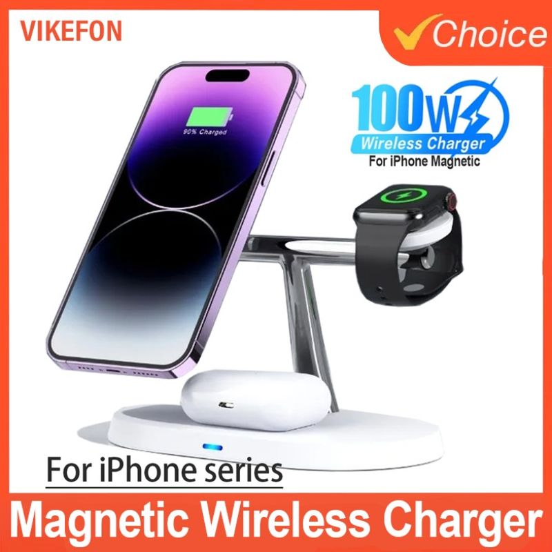 3 In 1 Fast Charging Magnetic Wireless Charger For Mag Safe IPhone 16-12 Pro Max Samsung S24 IPhone/Galaxy Watch_voghion.com