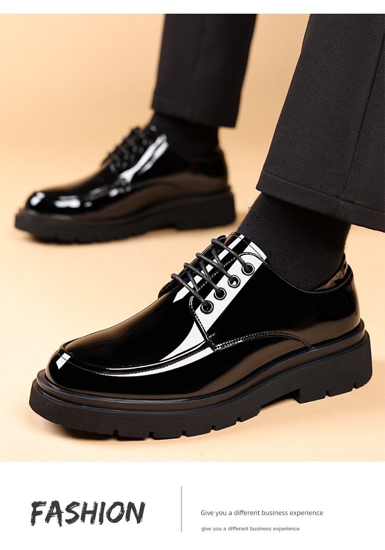 Primavera Homens Brilhantes Couro Juventude Estilo Britânico Sola Grossa Altura Aumentando Negócios Fantasia Cabeleireiro Vestido Sapatos Grandes_voghion.com