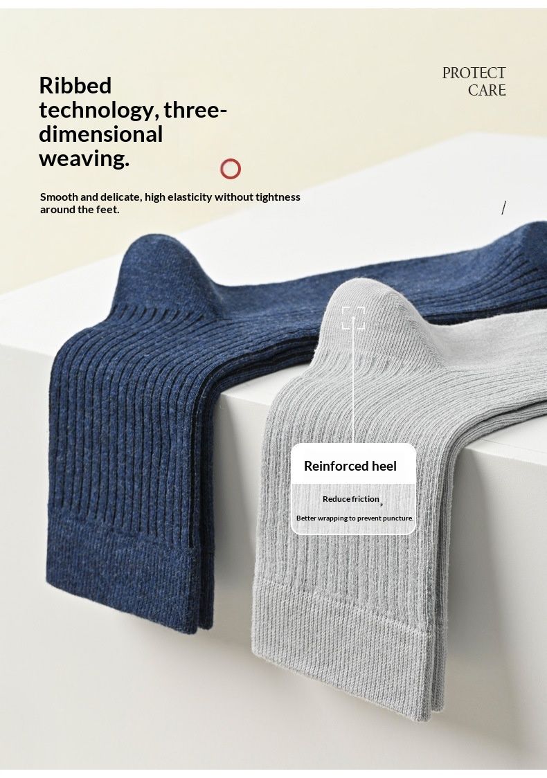 Wangjia Xinjiang Automne Pure Chaussettes Mi-mollet Anti-Odeur Hiver Épaisses Homme Affaires 100% Coton Vente en Gros_voghion.com