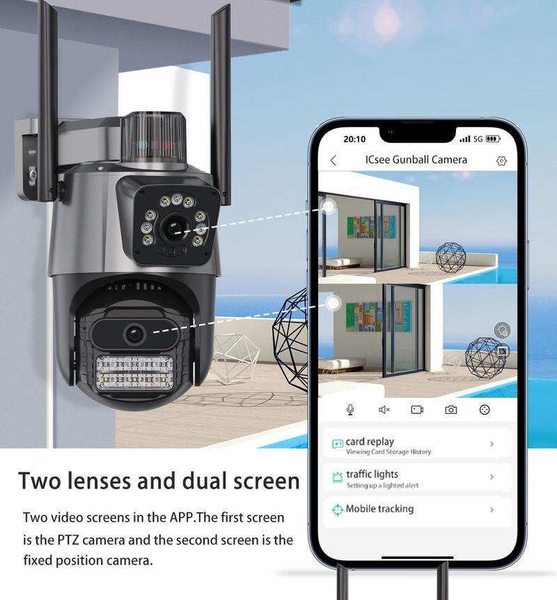 Telecamera di sicurezza IP HD WiFi wireless per esterni ICsee_voghion.com
