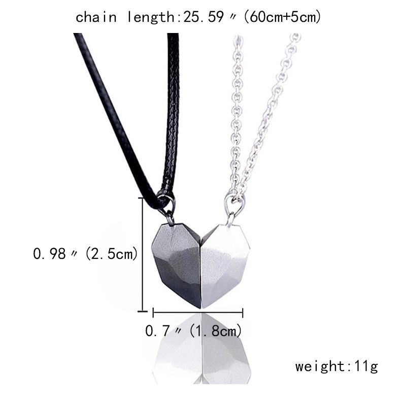 Creative Wishing Stone Splicing Magnetic Heart Versatile Couple Necklace In Stock_voghion.com