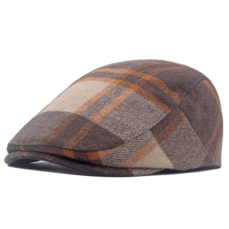 Fashion Men's and Women's Classic Plaid Beret Warm Octagonal Casual Street Painter Hat Retro Newsboy Hundred with Forward Cap_voghion.com